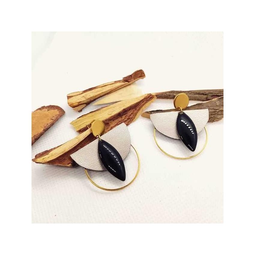 Boucles d'oreille "Anges" -argenté, doré et noir / Chibiz Créations