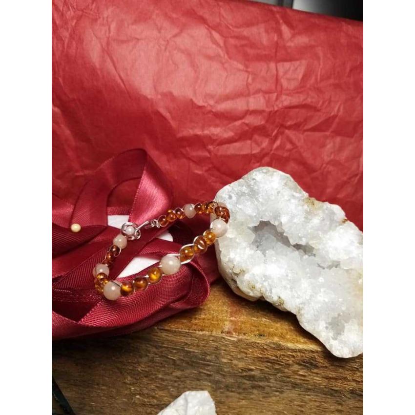 bracelet en ambre et pierre de soleil