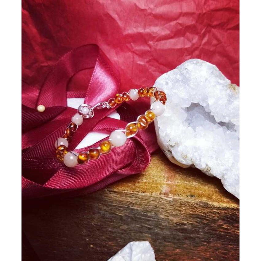 bracelet en ambre et pierre de soleil