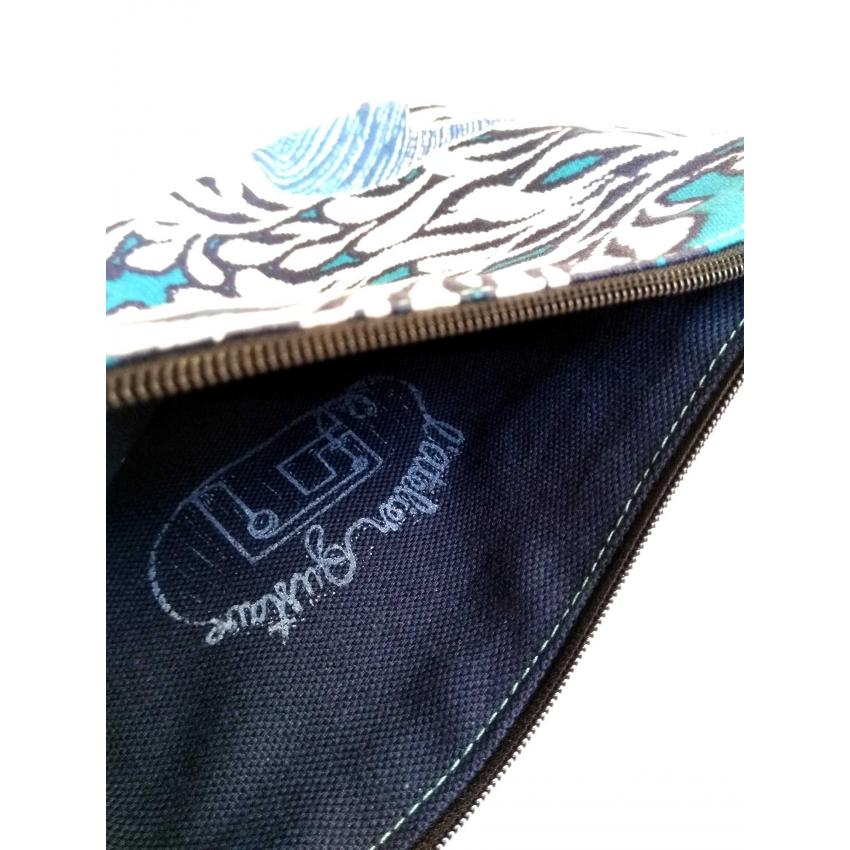Pochette imprimée bleu - Fond marin