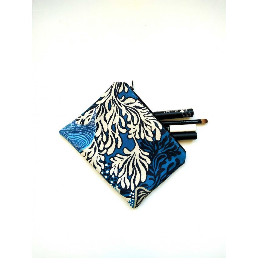 Pochette imprimée bleu - Fond marin