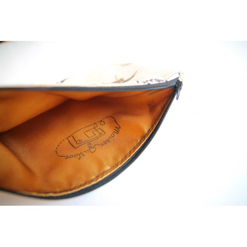 Pochette tissu Rose pâle oiseaux, style japonais