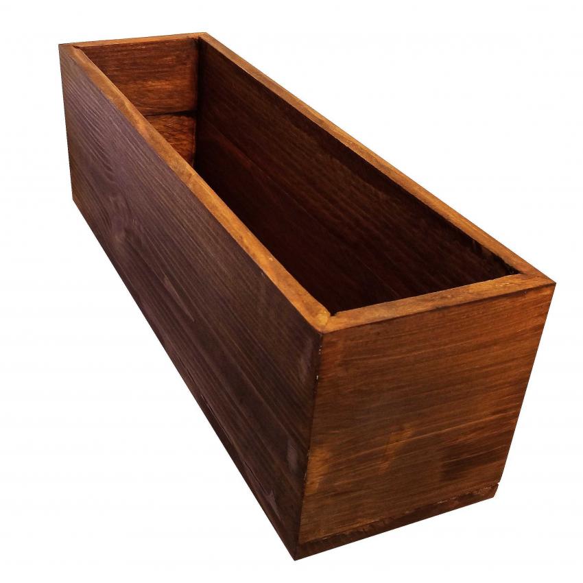 Boite de rangement en pin massif foncé 30 x 10 x 9cm