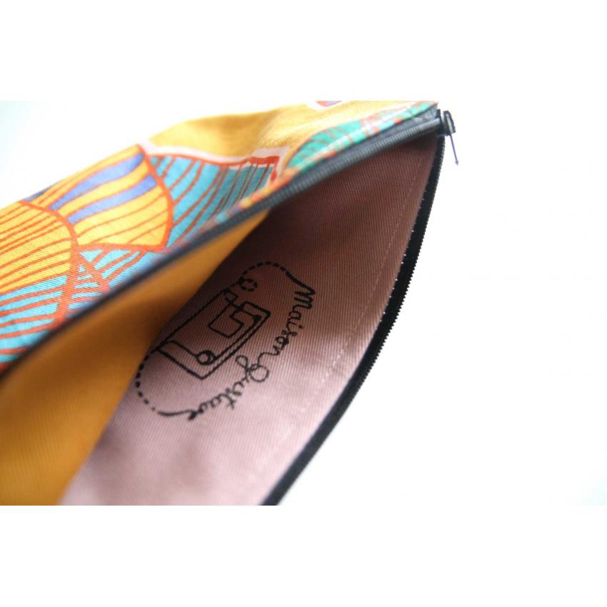 Pochette tissu fleurs jaunes - Pochette crayons - Rangement maquillage - Trousse de toilette