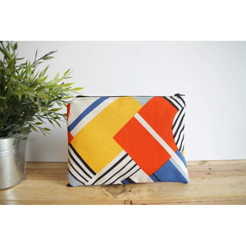 Pochette tissu géométrique- Coton Bio