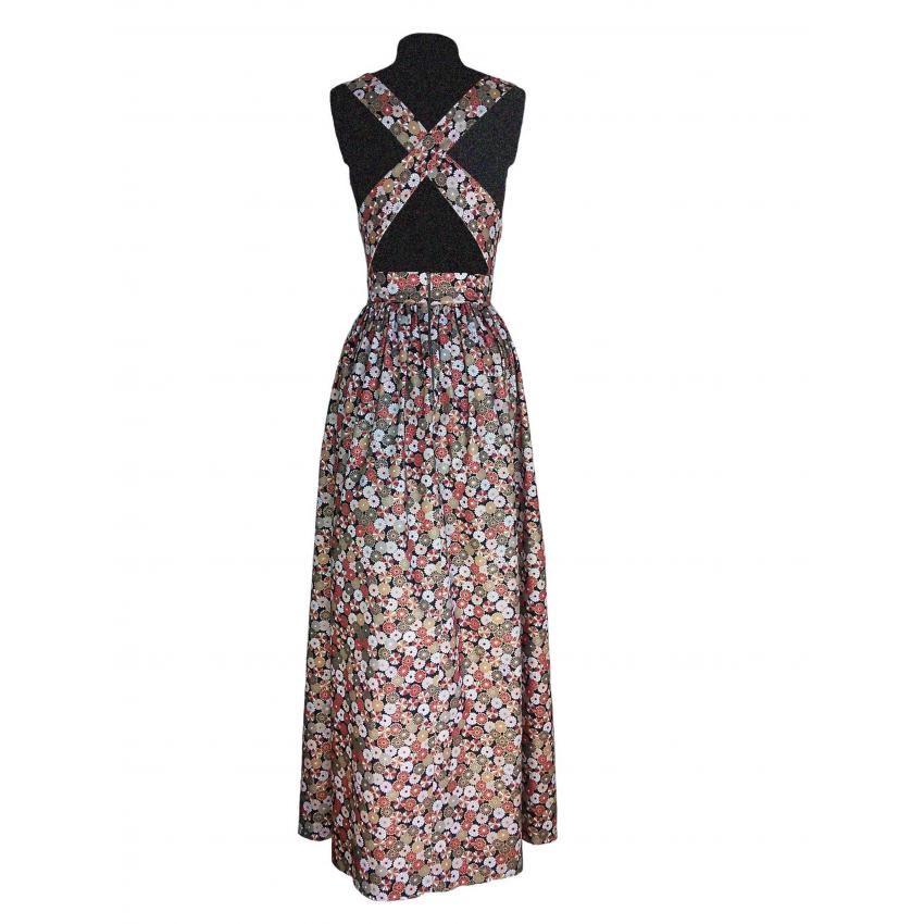 Robe dos nu transformable en coton japonais et jacquard de coton et soie