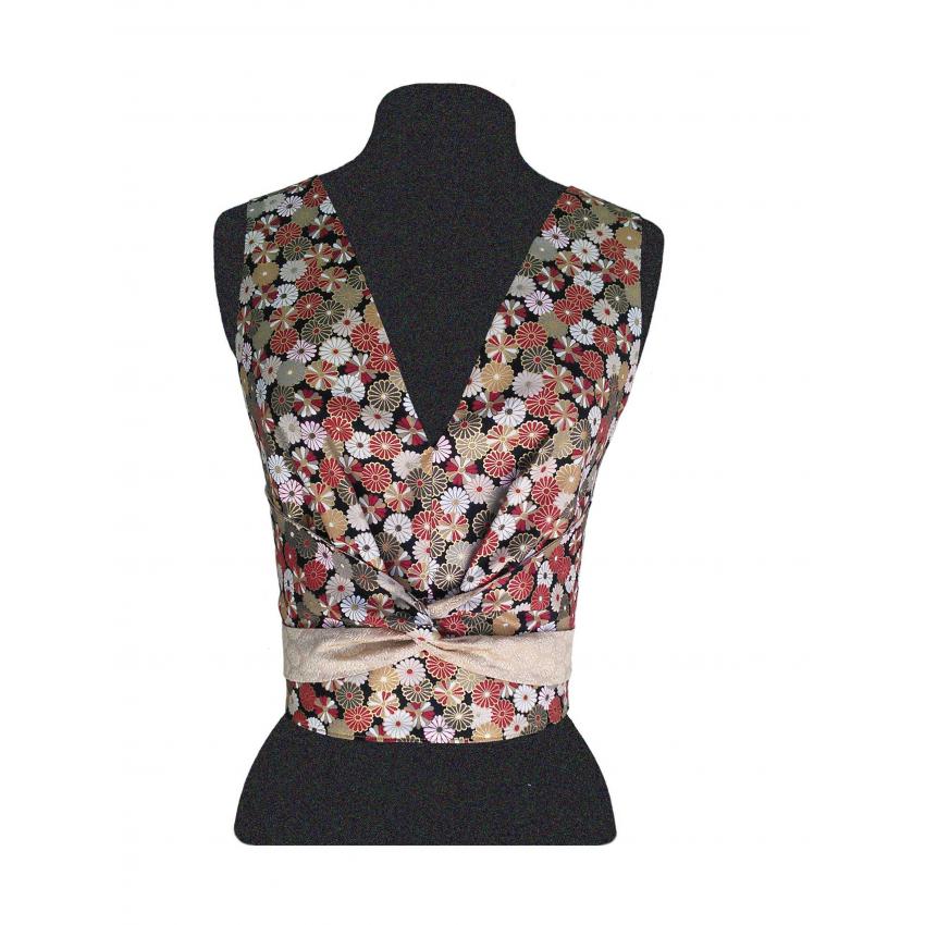 Robe dos nu transformable en coton japonais et jacquard de coton et soie