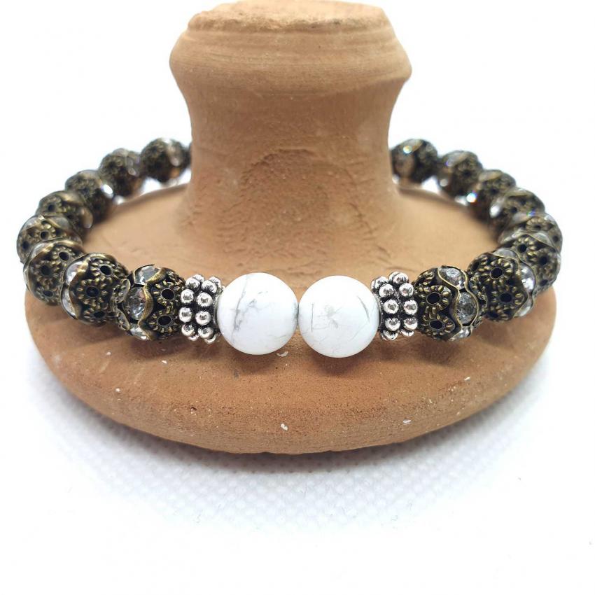 Bracelet en howlite naturelle
