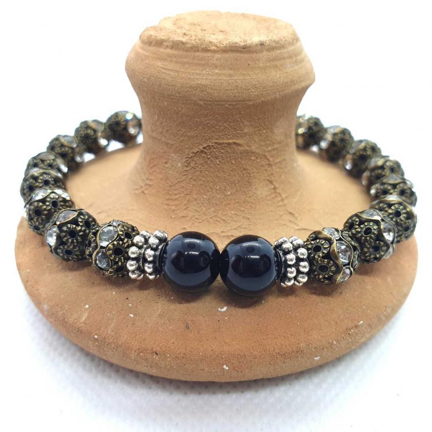Bracelet en agate noire naturelle