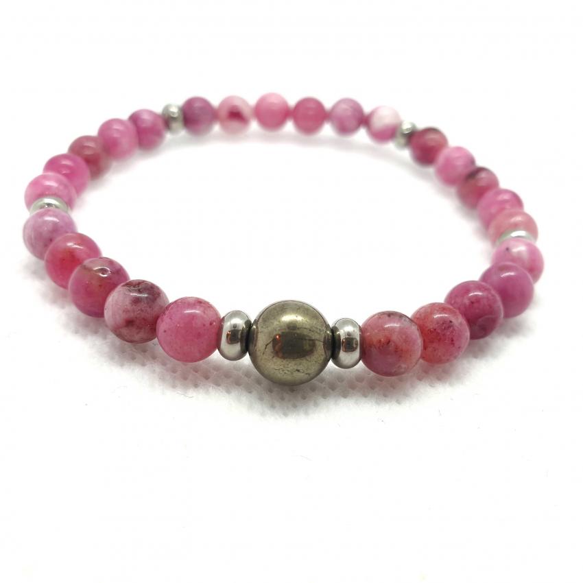 Bracelet en hémimorphite rose naturelle