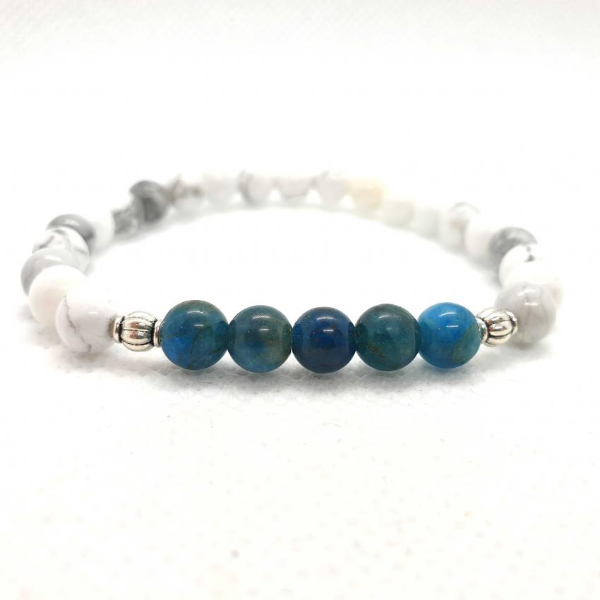 Bracelet en howlite et apatite naturelles