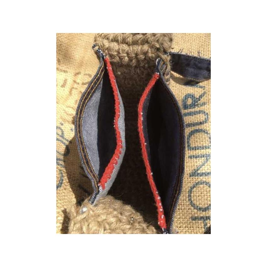 POCKET - Sac panier poche de jean Levi’s 501 4 couleurs au choix et jute au crochet, porté épaule ou bandoulière - upcycling