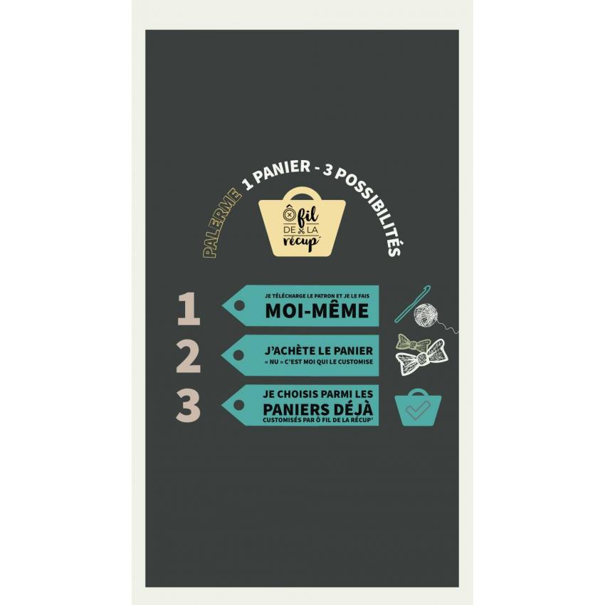 PALERME - Sac panier, customisé au crochet ficelle de jute - modèle « Indien »