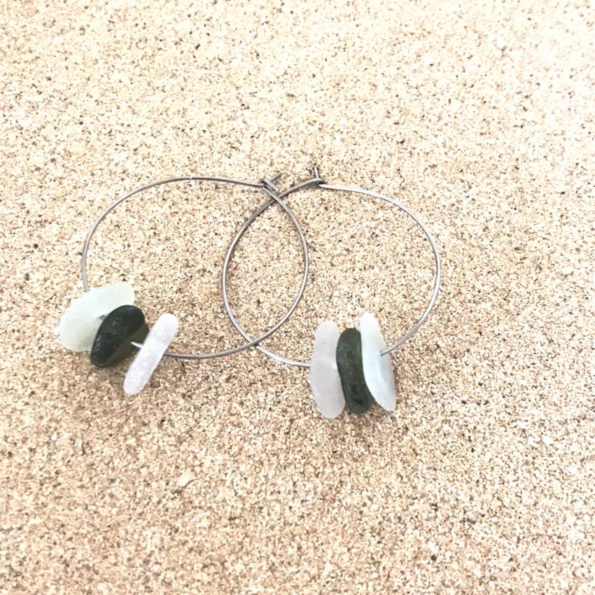 Grandes Créoles Blanc & Vert