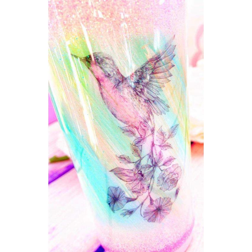 Gobelet de voyage avec paille motif colibri