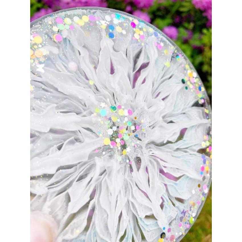 Sous verre résine motif fleur