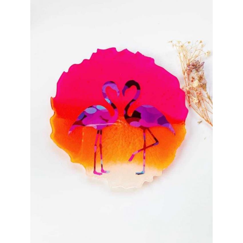 Sous verre flamant rose