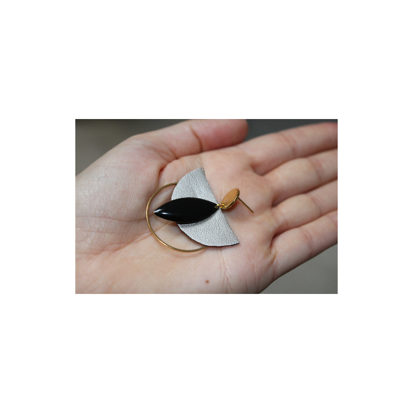 Boucles d'oreille "Anges" -argenté, doré et noir / Chibiz Créations