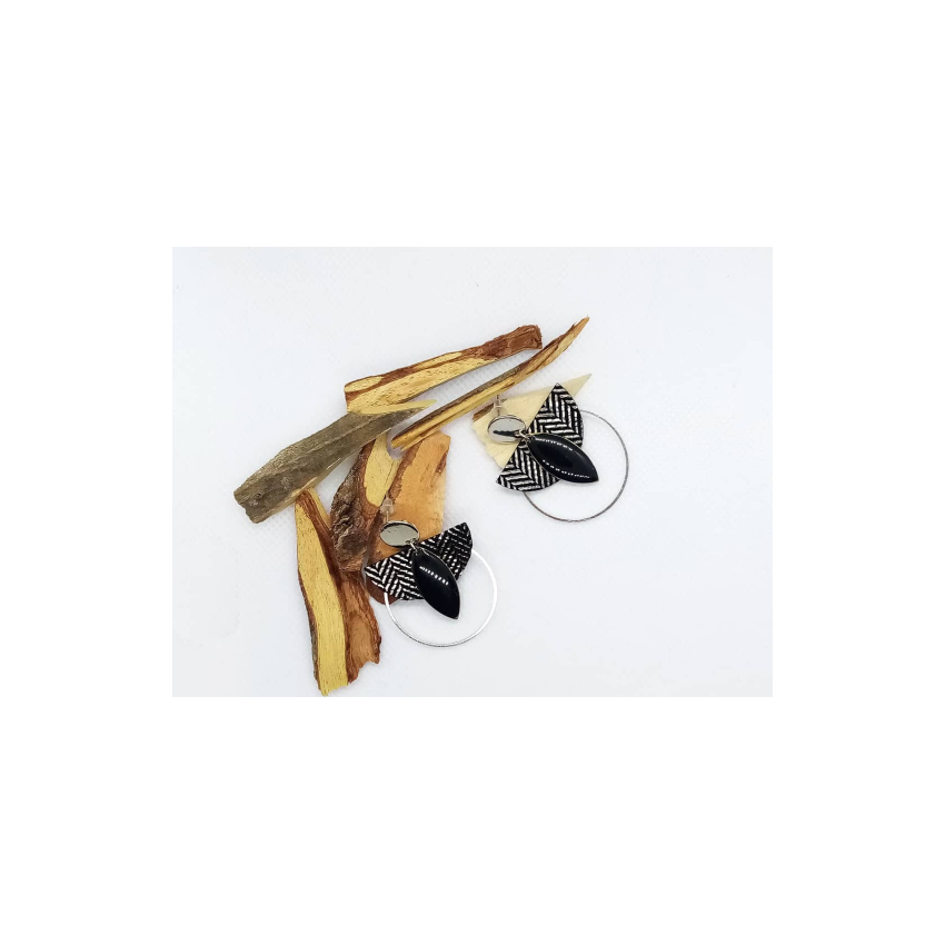 Boucles d'oreille "Anges" - argenté et noir/ Chibiz Créations