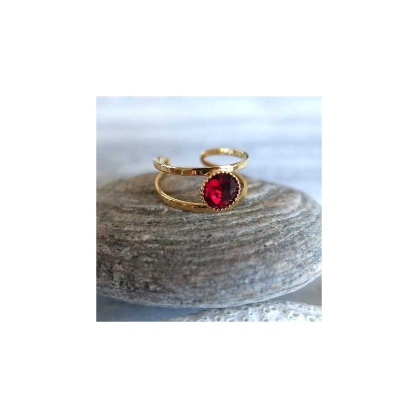 Bague cristal de Swarovski grenat et or