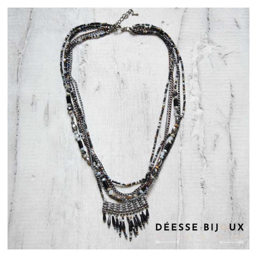 Collier en perles de rocailles multirang