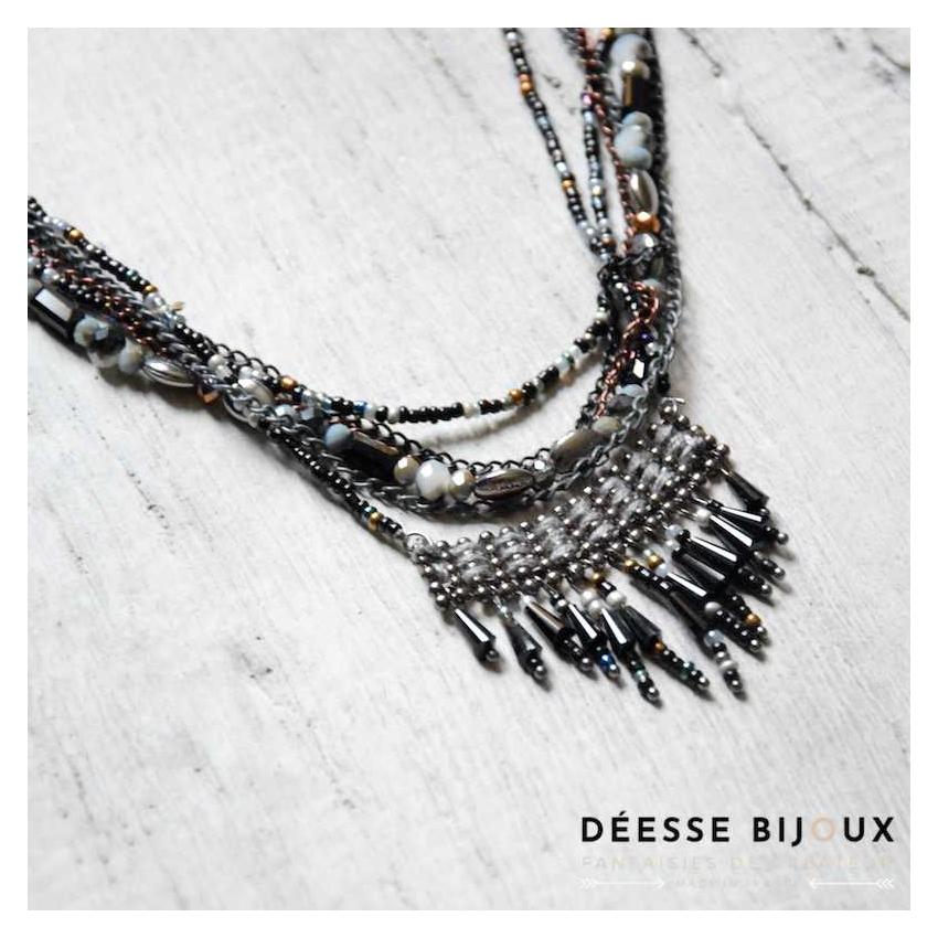 Collier en perles de rocailles multirang