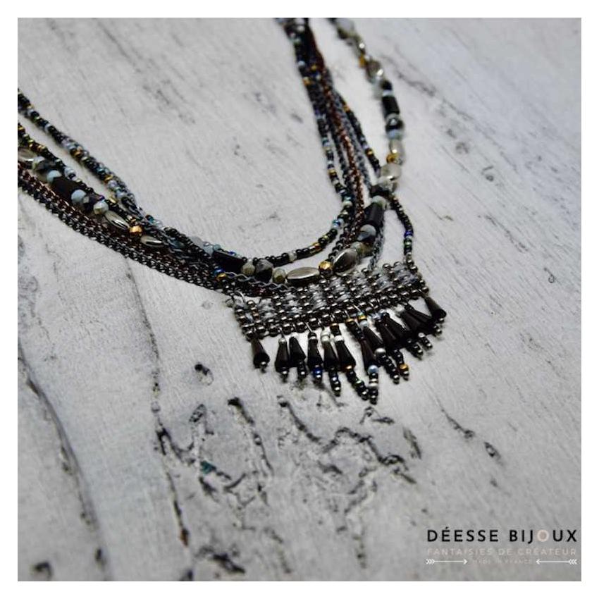 Collier en perles de rocailles multirang