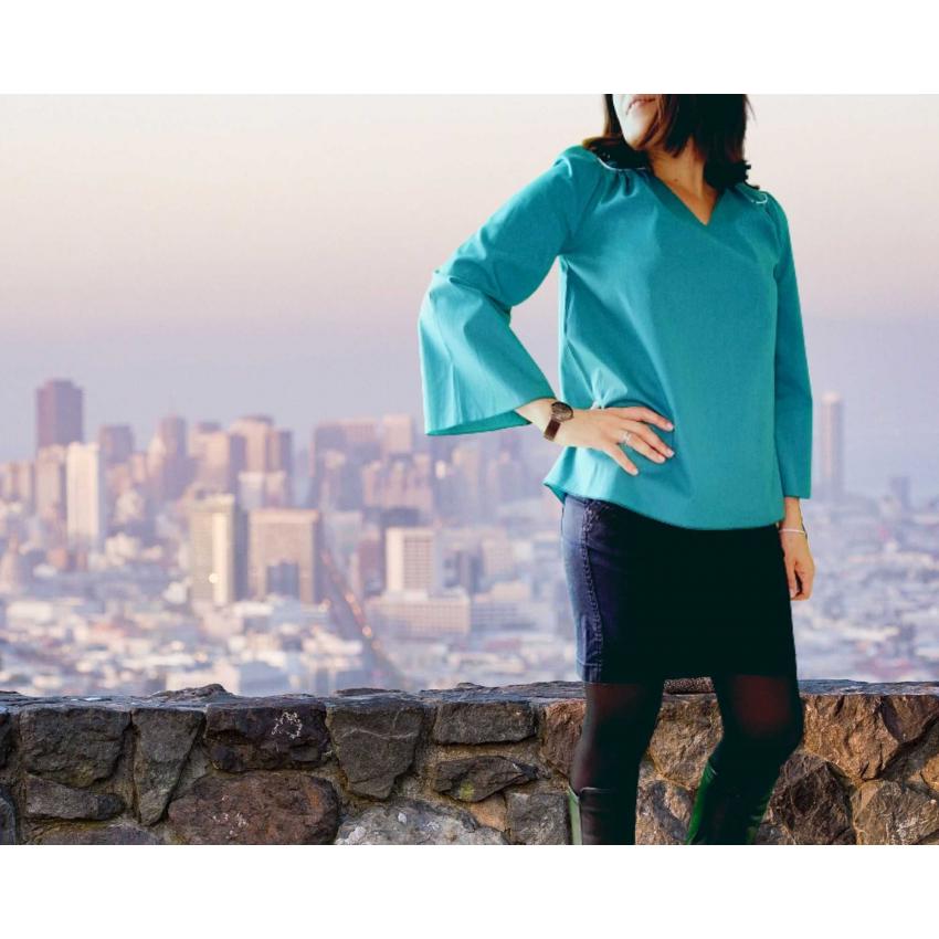 Blouse Alix bleu canard