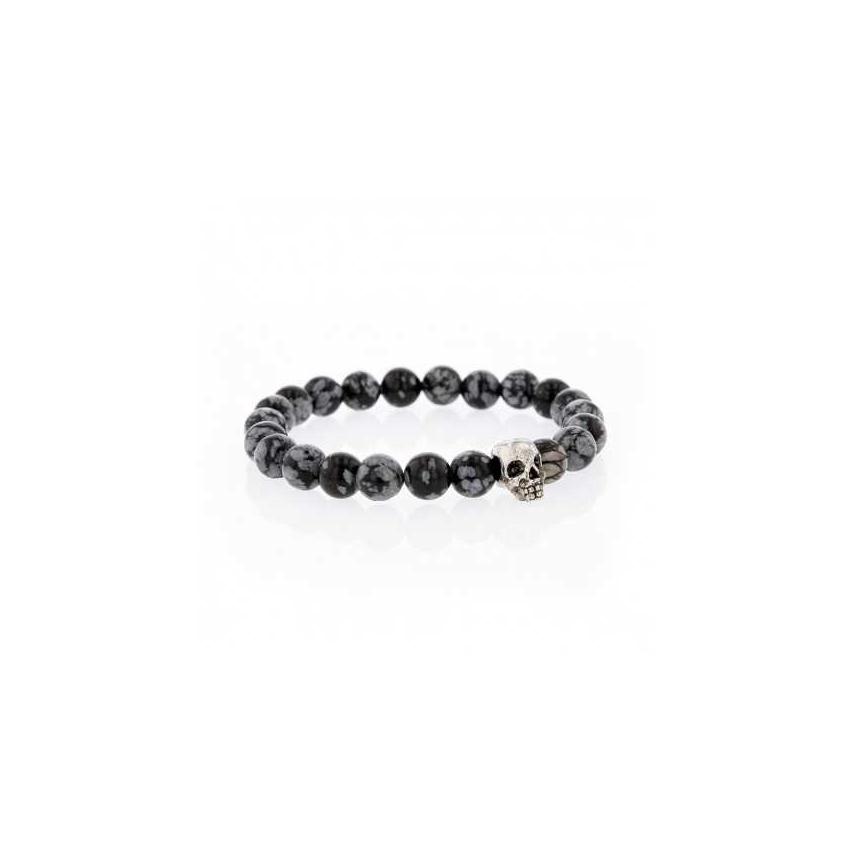 Bracelet Lucky Obsidienne snowflake et skullhead