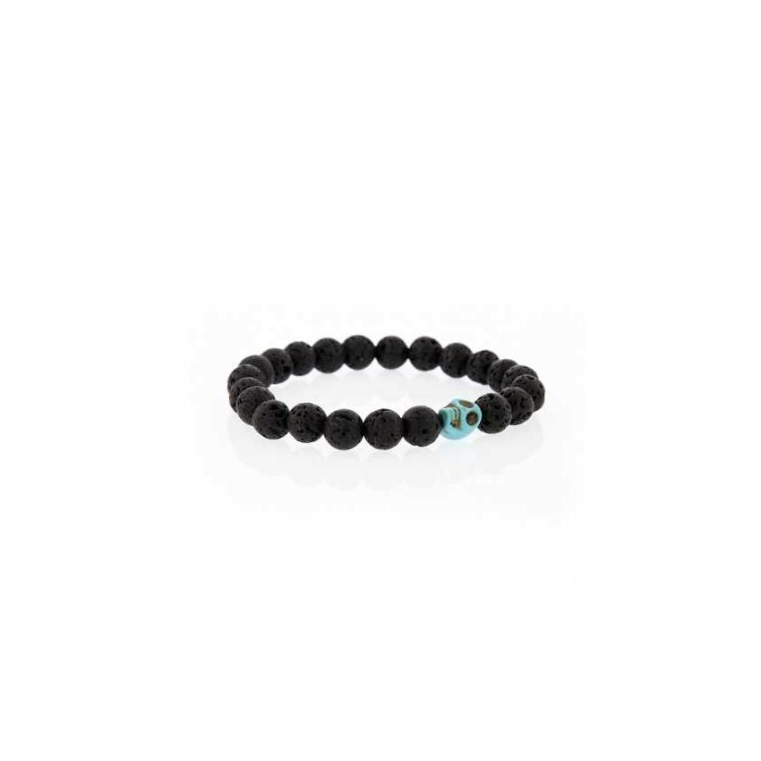 Bracelet Lucky pierre de lave et skullhead turquoise