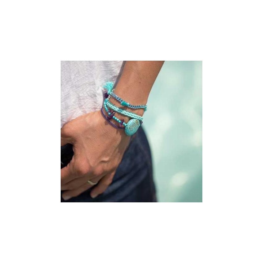 Bracelet manchette turquoise et améthyste