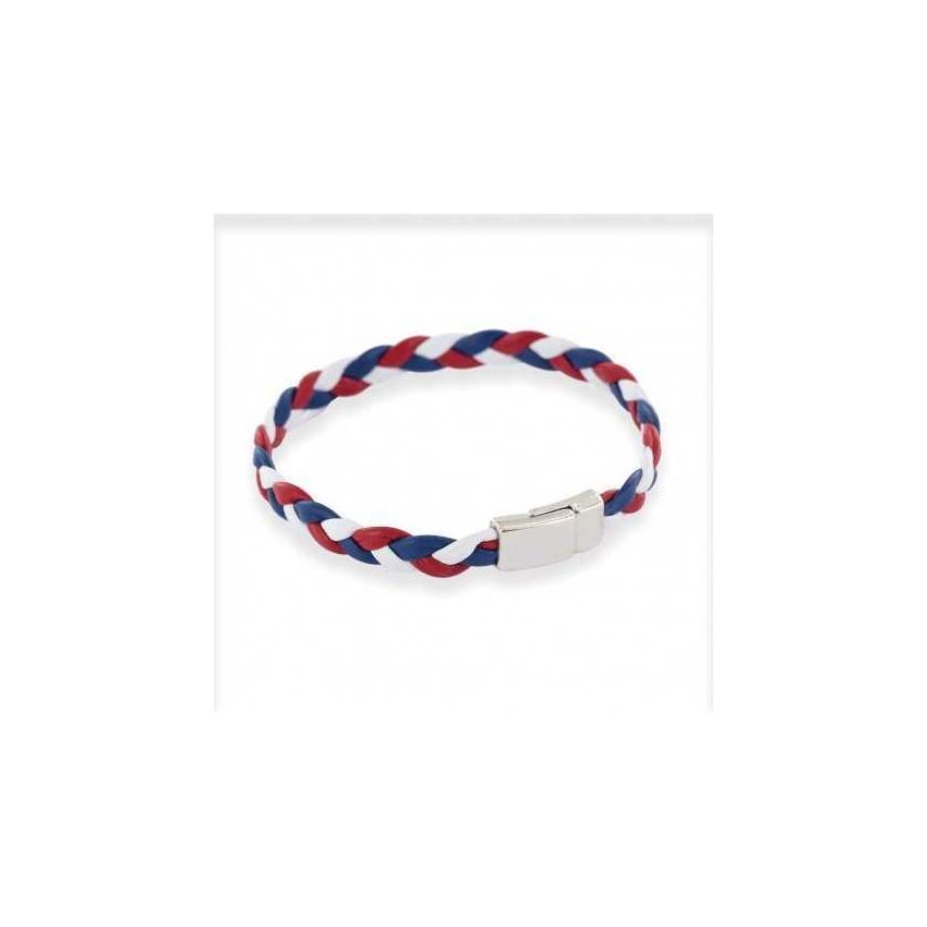Bracelet tressé tricolore en cuir