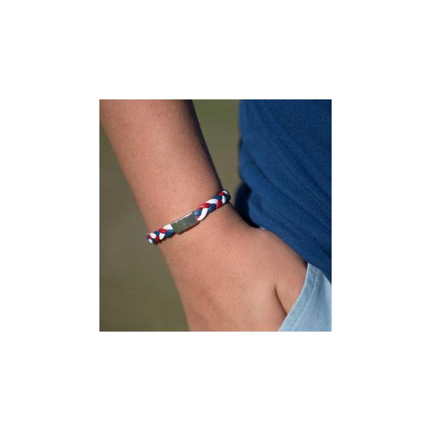 Bracelet tressé tricolore en cuir