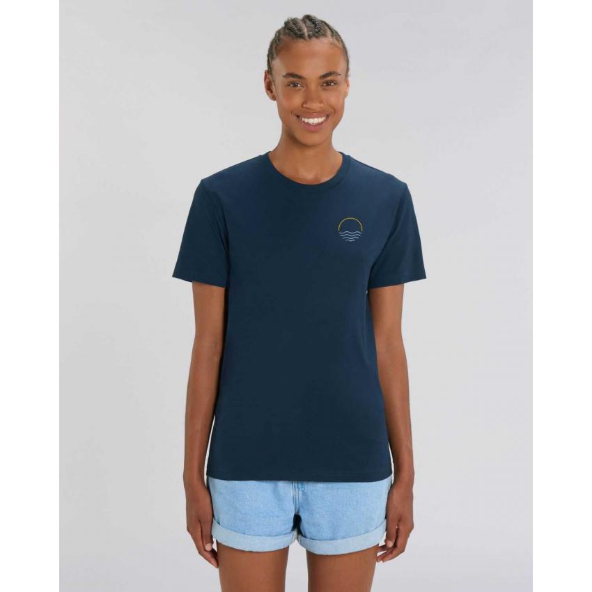 T-shirt bleu marine mixte - Brodé "Bright ocean"