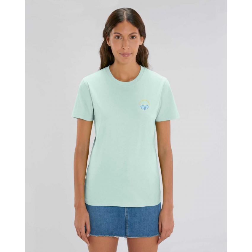 T-shirt bleu Caraïbes mixte - Brodé "Bright ocean"