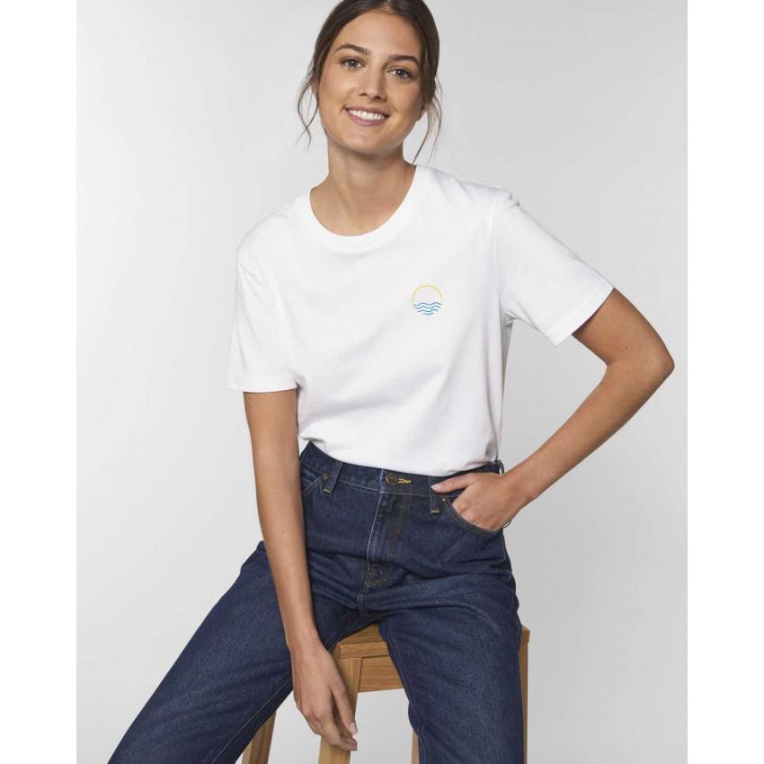 T-shirt blanc mixte - Brodé "Bright ocean"
