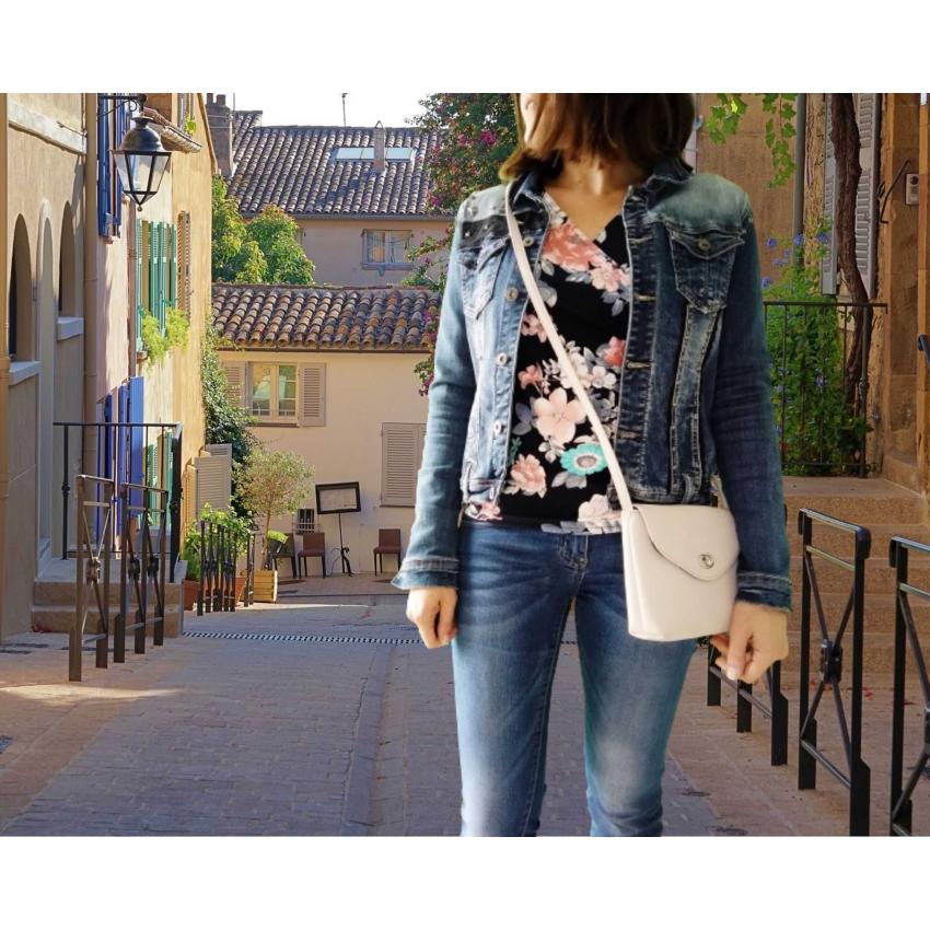 Chemise cache-coeur fleurie création unique