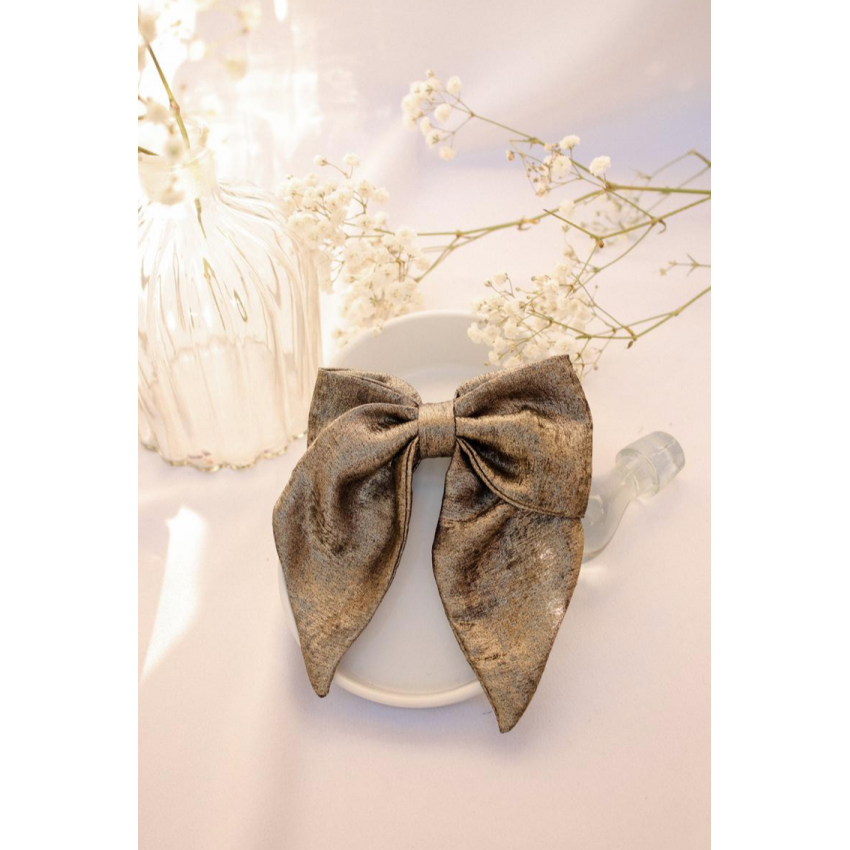 Maxi noeud barrette doré foncé