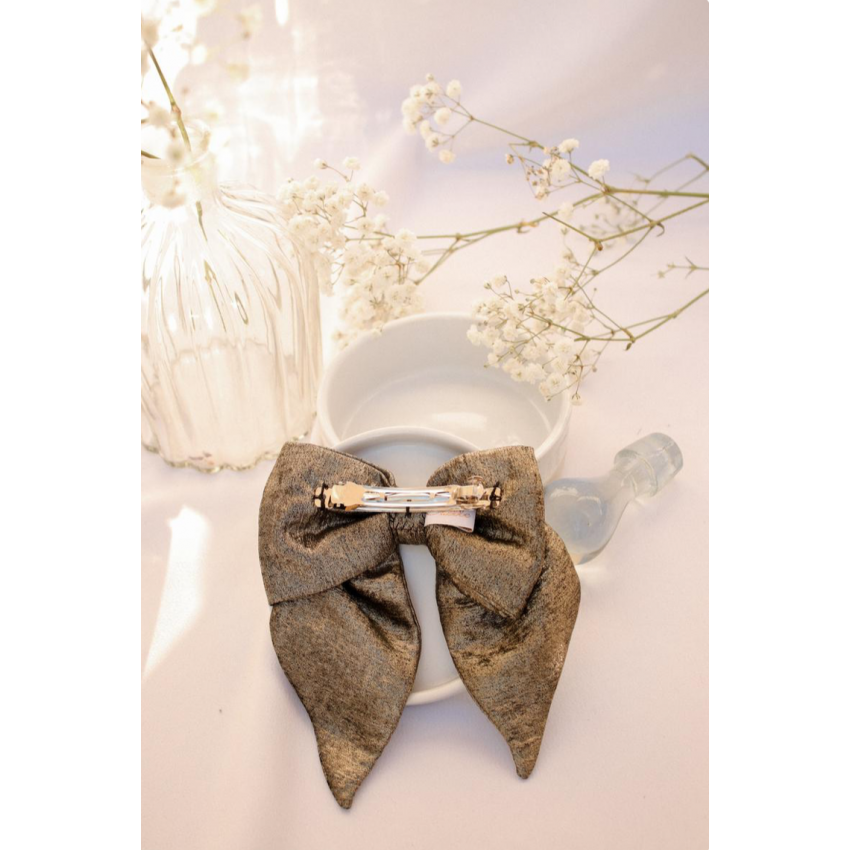 Maxi noeud barrette doré foncé