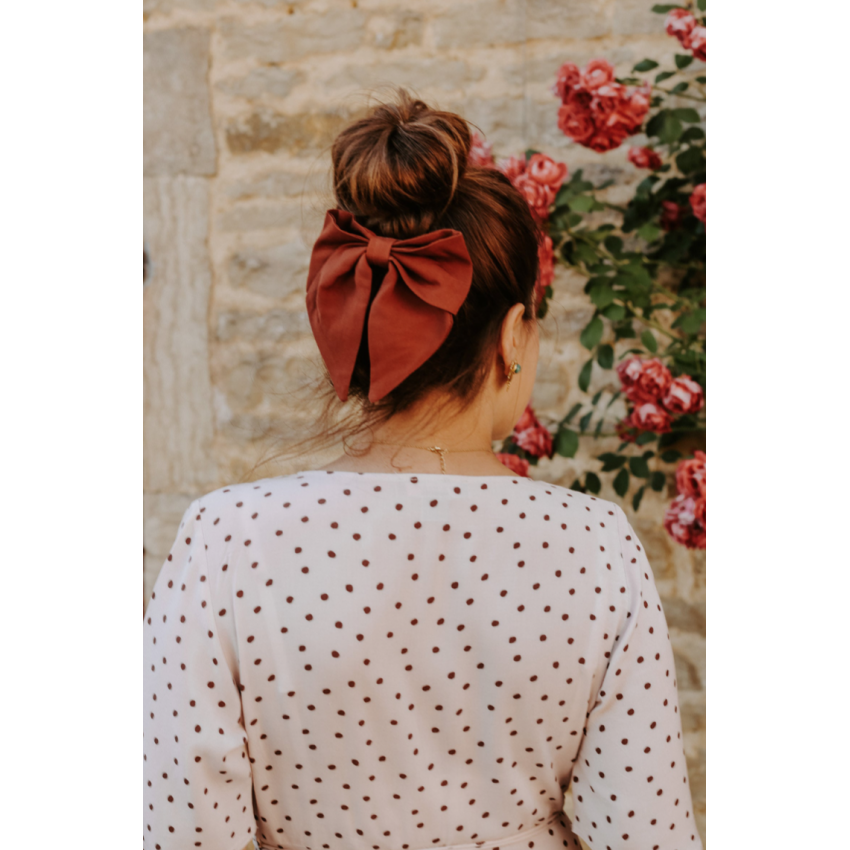 Maxi noeud barrette marron écureuil