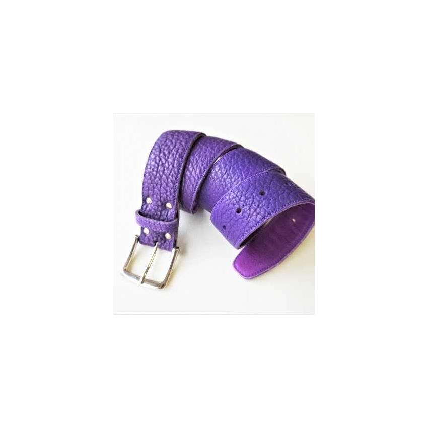 Ceinture en cuir grainé violet