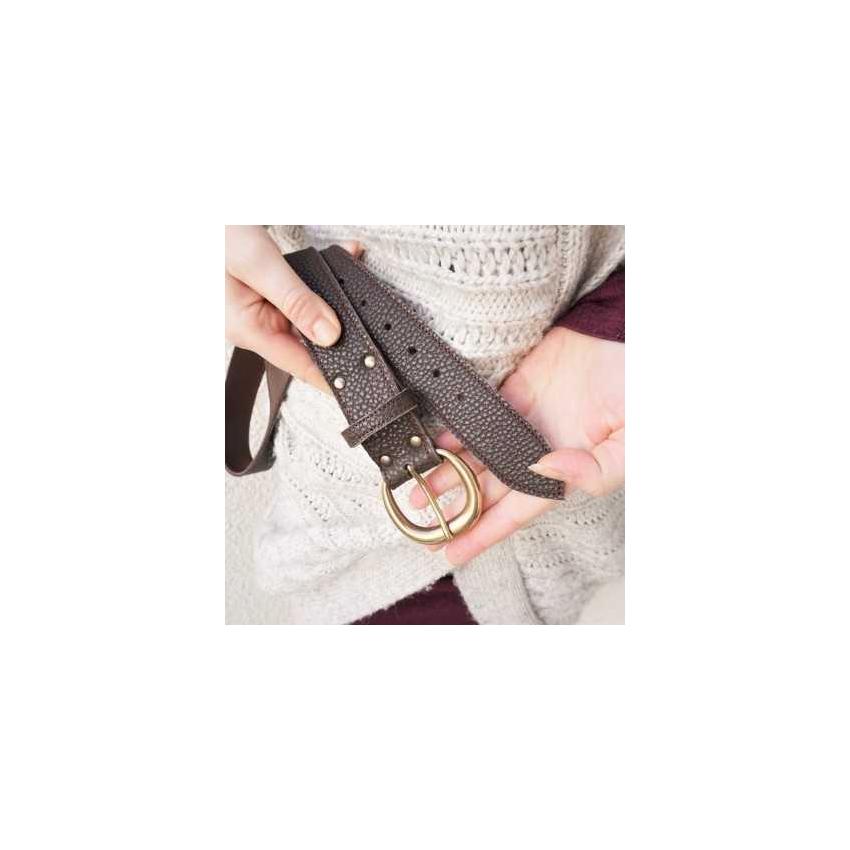 Ceinture femme en cuir grainé marron