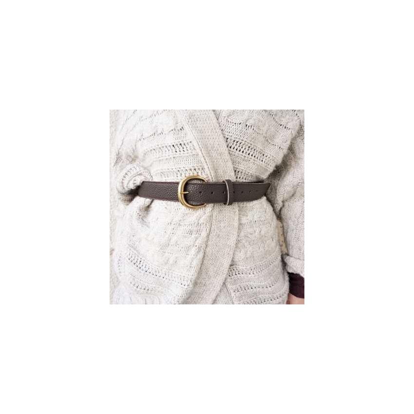 Ceinture femme en cuir grainé marron