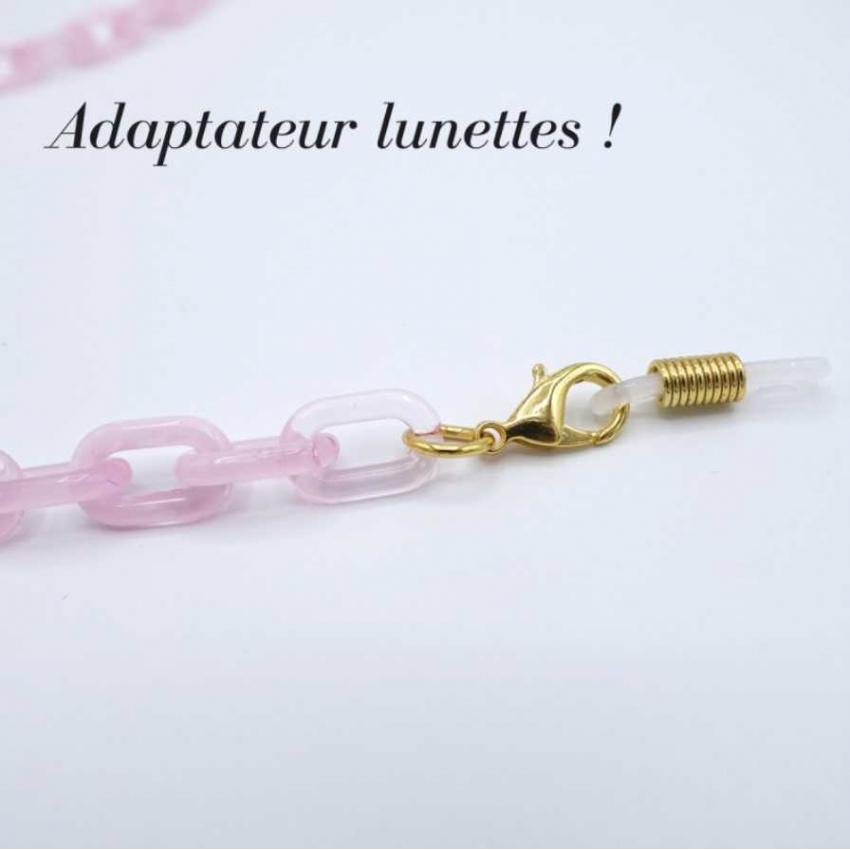 Chaîne de masque/lunettes Vanessa rose poudré