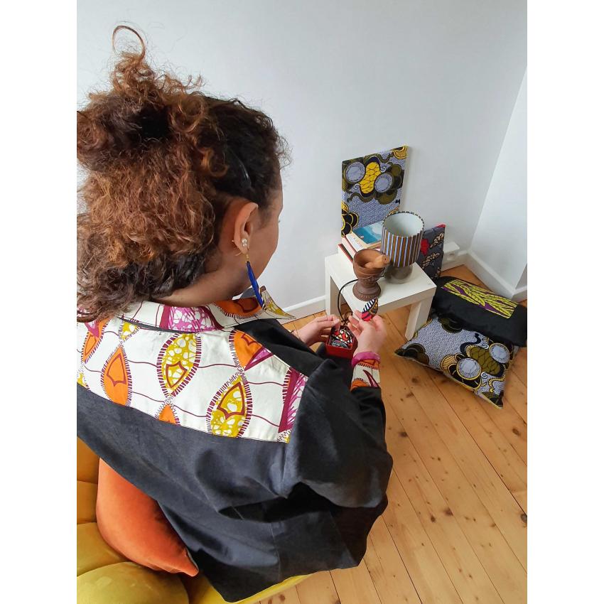 Chemise en Jean & tissu wax finition