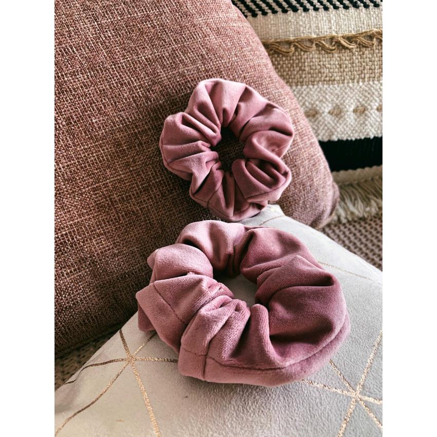 Chouchou velours rose poudré