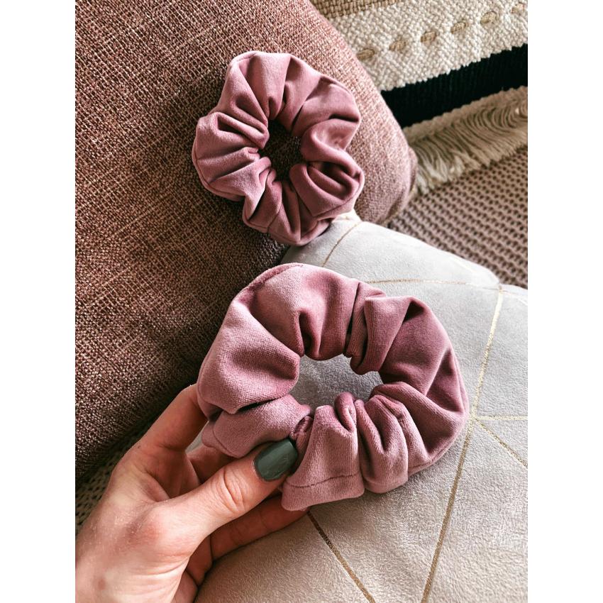 Chouchou velours rose poudré