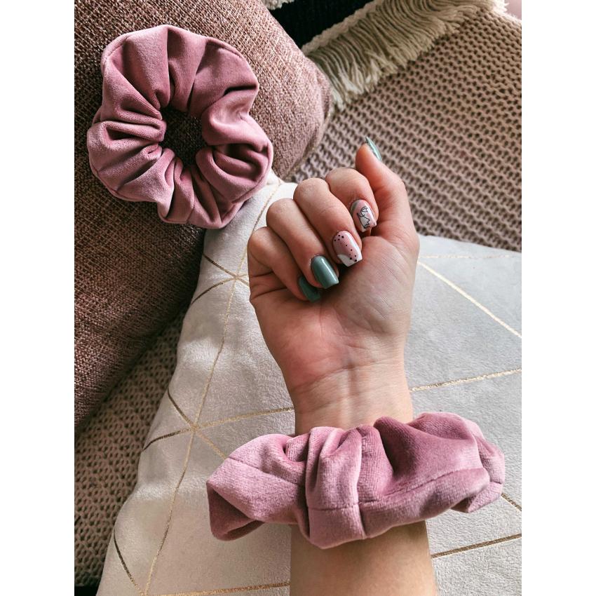 Chouchou velours rose poudré