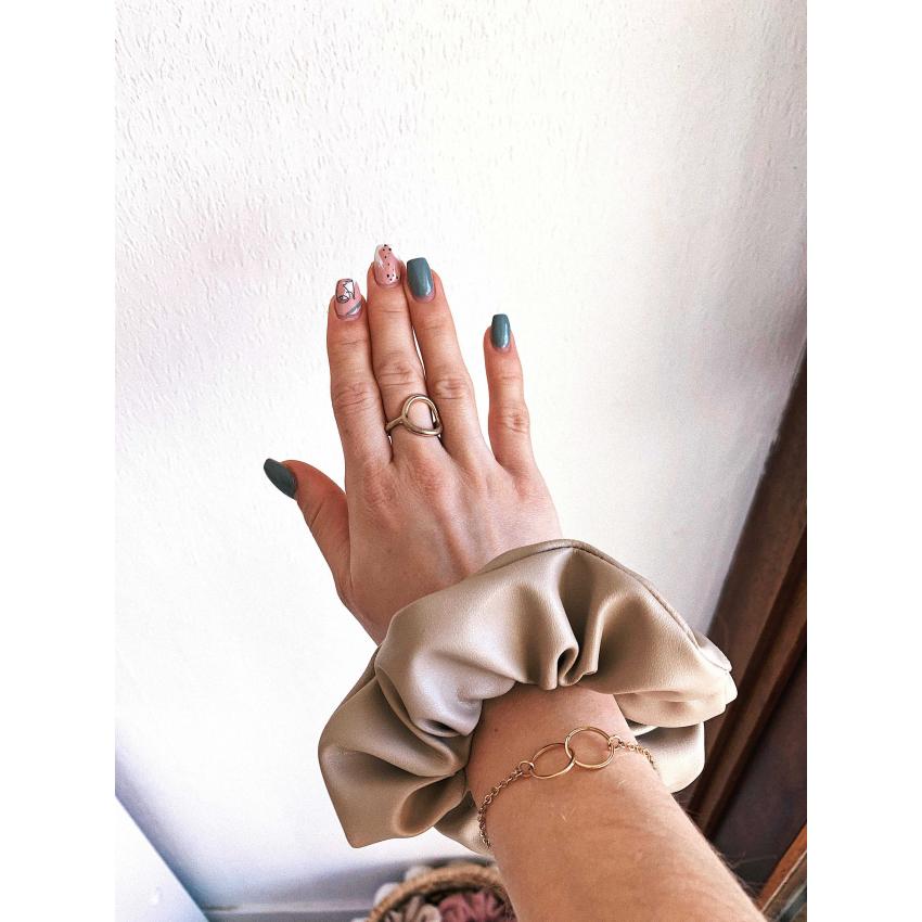 Chouchou simili cuir beige