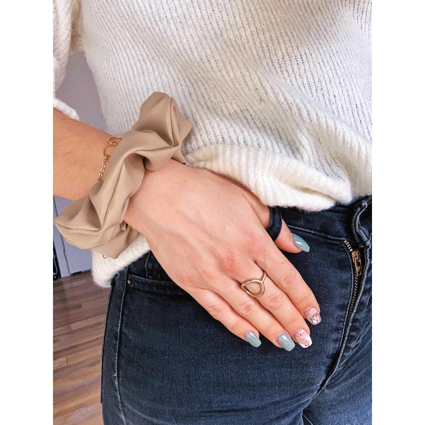 Chouchou simili cuir beige